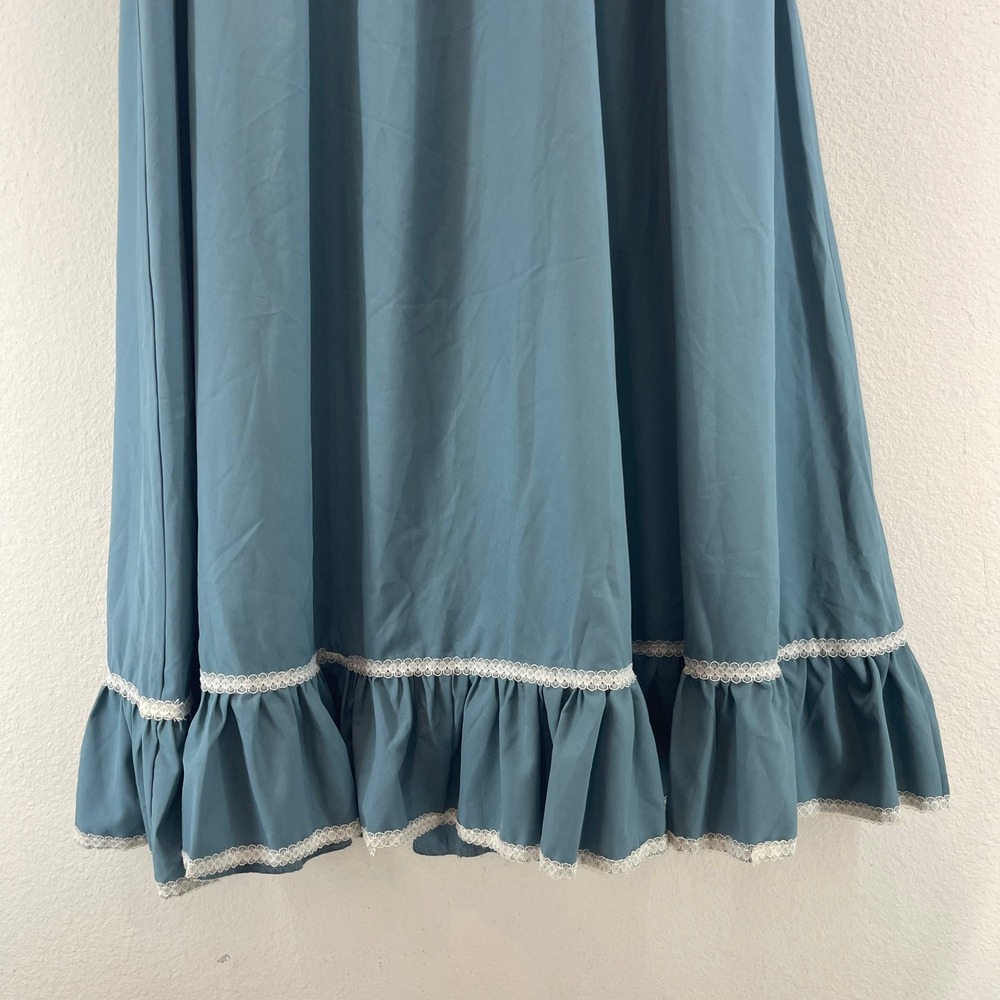 Blue Maxi Skirt Romantic Prairie Cottagecore Lace Ruffle Ren Faire Whimsigoth - Picture 4 of 16